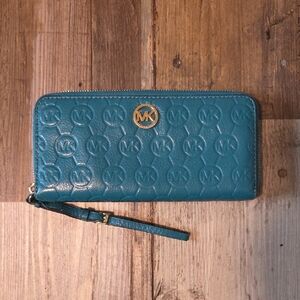 Michael Kors Teal Embossed Wallet